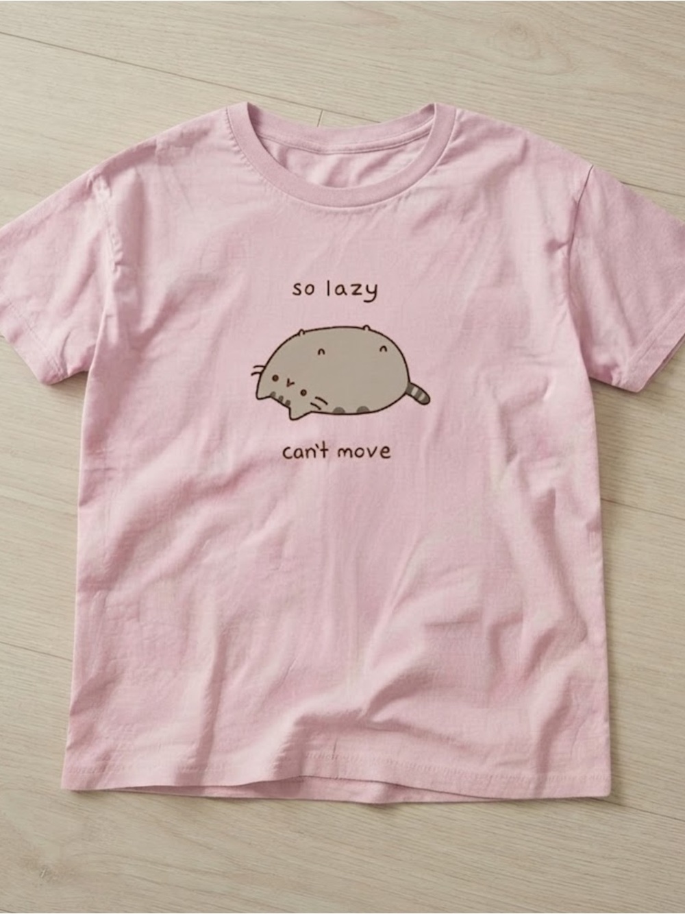 Lazy Cat Graphic Tee Top Gildan T-shirt Pink